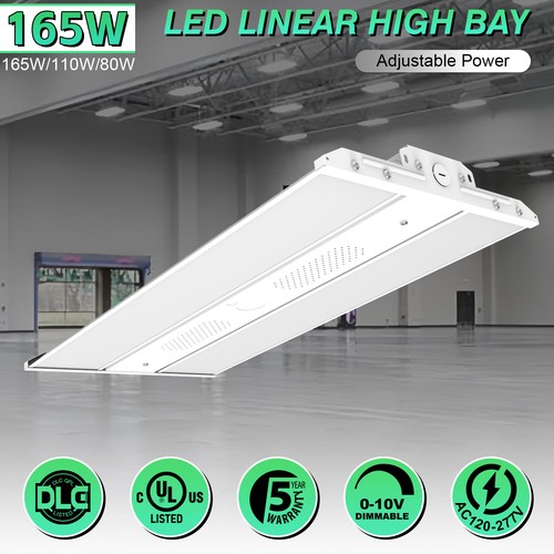 Adjustable 165W/110W/80W 5000K LED Linear High Bay Shop Light Garage Warehouse