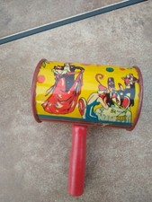 Vintage New Year's Tin Litho Rattle Noisemaker- U S Metal Toy Mfg Co-Wood Handle