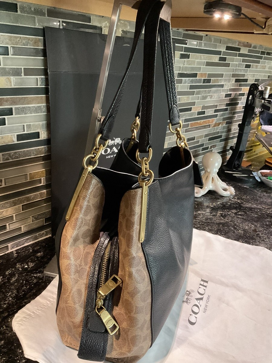 Coach Dalton 31 Edie Signature Canvas Leather Brass/RARE 76078 | eBay