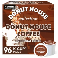 Donut House Coffee Keurig Single-Serve K-Cup Pods, Light Roast Coffee, 96 Count