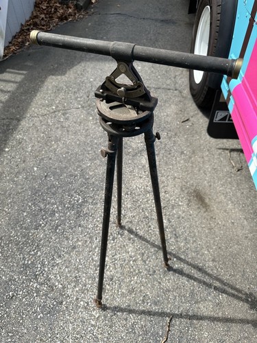 Antique Vtg L S Starrett Surveyor Transit Level with Original Metal Tripod Stand - Picture 8 of 13