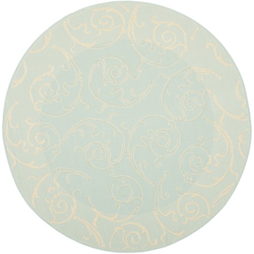 SAFAVIEH Indoor Outdoor CY6108-25 Courtyard Aqua / Cream Rug - Picture 4 of 21