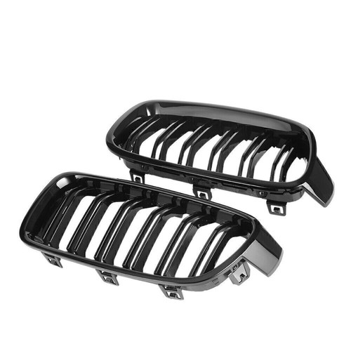 PER BMW F30 F80 3 SERIE 2012-18 GRIGLIA DOPPIA RENE NERO LUCIDO DUAL LINE - Foto 10 di 12
