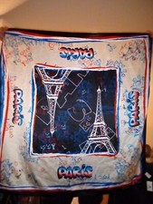 DISNEY PARKS PARIS EIFFEL TOWER SOUVENIR SCARF 100 POLYESTER 35" x 35"