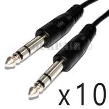 10 PACK 3ft STEREO TRS 1/4" to 6.3mm MALE BALANCED AUDIO PA DJ PATCH CABLE CORD