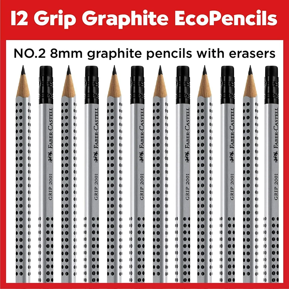 Faber-Castell Graphit Bleistift 1-12 Griff 2001 Hb Mit Radierer Spitze