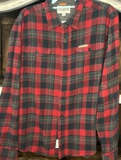 XXL Field Stream Mens Flannel Shirt Red Plaid Heavy Duty Work Outdoors