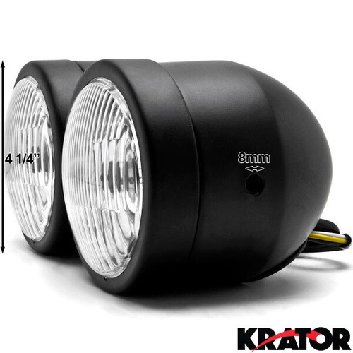 Black Twin Headlight Motorcycle Double Dual Lamp Street Fighter Naked Dominator - Picture 6 of 6