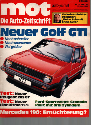 Zeitschrift MOT Auto Journal #13 von 1983 VW Golf 2 GTI Peugeot 205 GT Ritmo