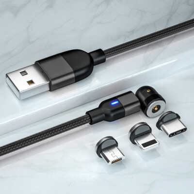 180°+360° Rotate Magnetic Charger Cable Phone Fast Charging Type C Micro USB Lot