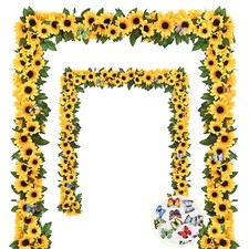 2 Pack Artificial Sunflower Garland Decor, Sunflower Vines Hanging Flowers Garla