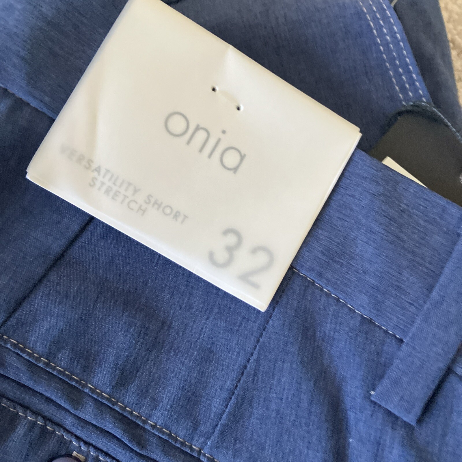 Mens Onia Versatility Stretch Shorts Blue New Size 32 $150 MSRP