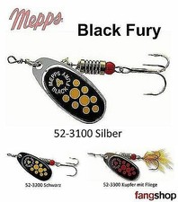 Mepps Black Fury & Black Fury mit Fliege Spinner Hecht Barsch Raubfisch