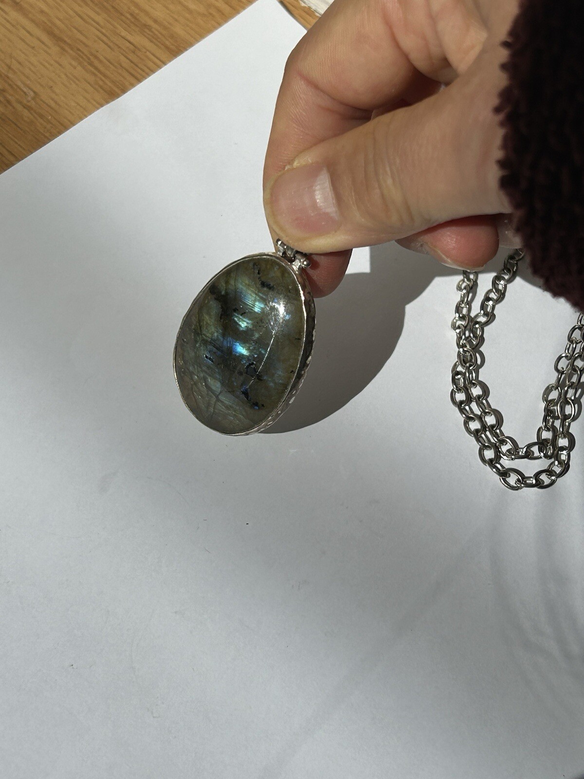 Large Labradorite Gemstone Silver Tone Double Sid… - image 4