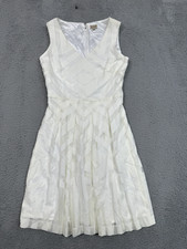 Cremieux Dress Womens 4 Ivory Mesh Overlay Pleated Fairycore Whimsy Romantic