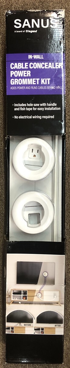 Sanus In-Wall Cable Concealer Kit - Recessed Power & Cable Organizer For Mounted TVs | White, Model BSA-IWP1-W1
