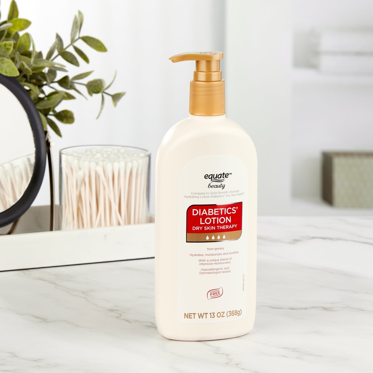 Equate Diabetic's Dry Skin Moisturizer Lotion, Non-Greasy, Fragrance Free, 13 oz Equate Diabetic's Dry Skin Moisturizer Lotion, Non-Greasy, Fragrance Free, 13 oz