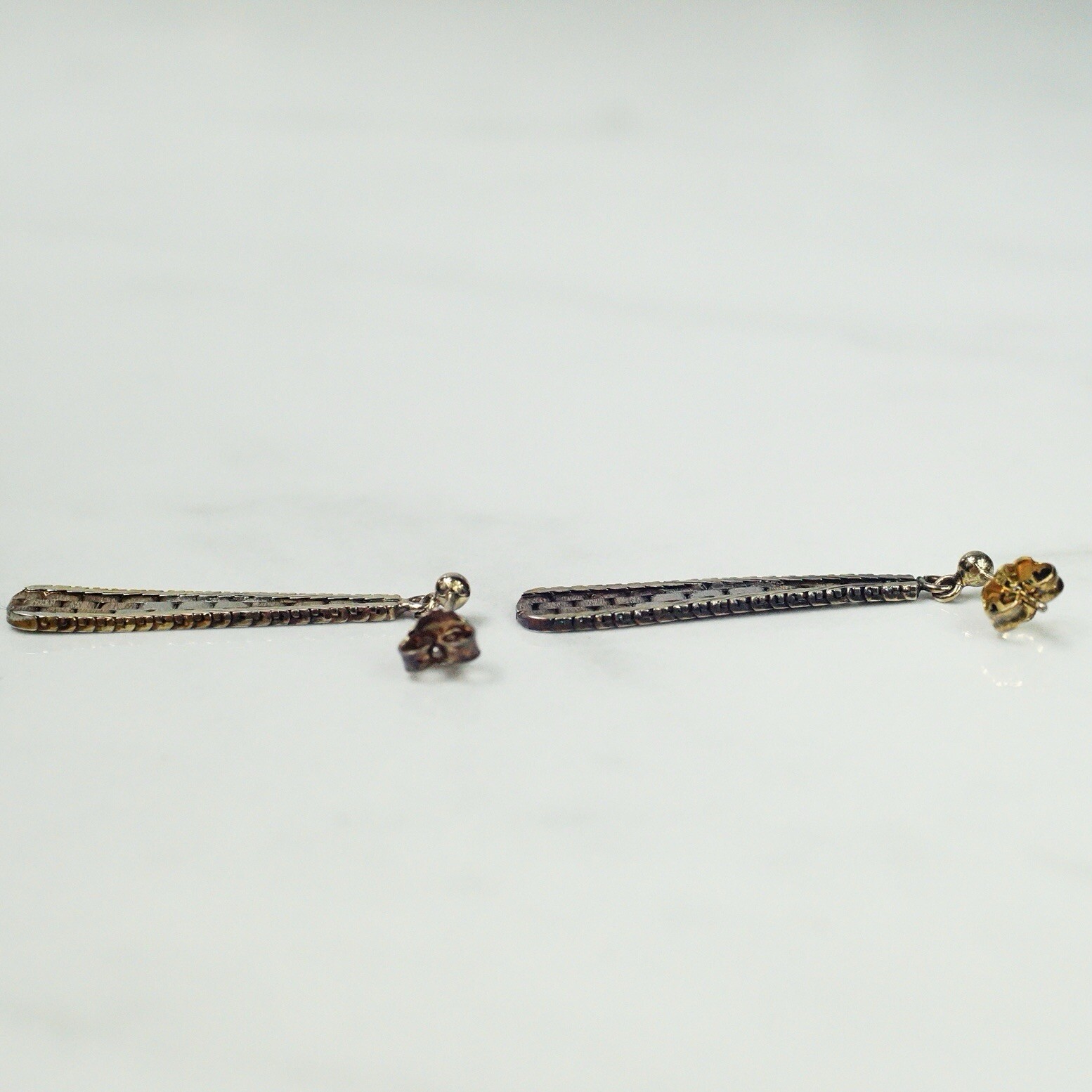 Tricolor Sterling Silver Woven Triangular Drop Da… - image 8