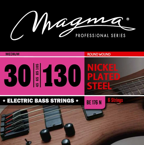 Magma Electric Bass 6 Strings Medium Nickel Plated Steel RW LS 34" Set 030 - 130