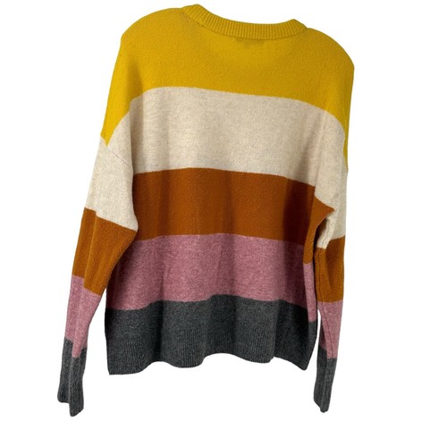 Madewell Sweater Colorful Striped Oversized Alpaca Merino Wool Blend Cozy Size M - Picture 3 of 7