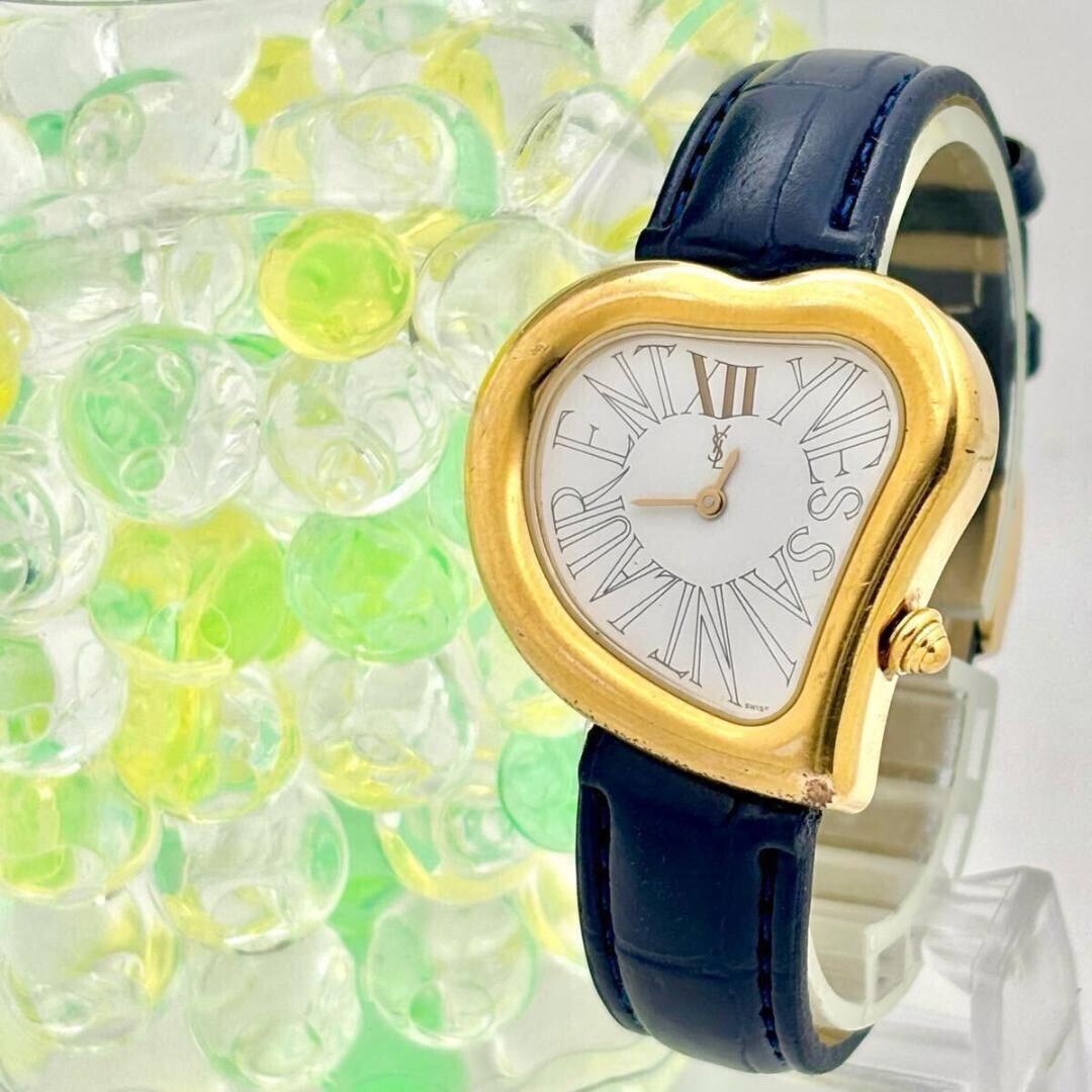 Orologio Yves Saint Laurent Cuore Donna Quarzo Oro Cintura NAVY dal Giappone Lavoro
