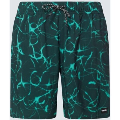 Oakley neuron rs 18'' beach short hunter green mint crackle costume new L