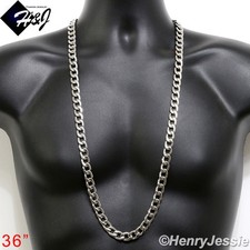 36"MEN's Stainless Steel WIDE 12mm Silver Cuban Curb Link Chain Necklace N117