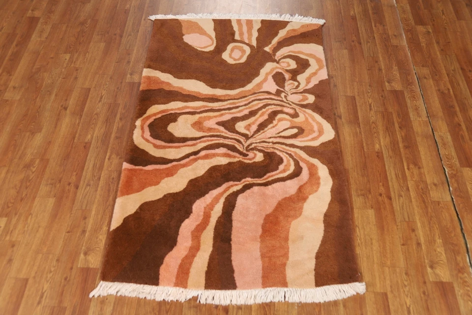 Современный шерстяной абстрактный шерстяной ковер ручной работы Kirman Accent 3x5 - Изображение 3 из 4