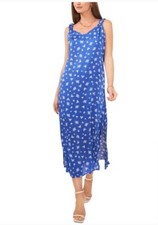 VINCE CAMUTO Women's Printed Ruched-Strap V-Neck Dress