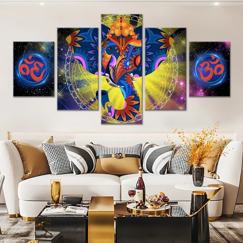 5Pcs Wall Art Canvas Painting (framed); Gunesha; Lord Gunesh; Vastu paintings - image 3 of 4