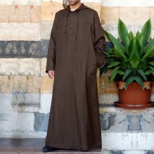 Caftán Largo Para Hombre Con Capucha - Vestido Islámico, Estilo Dubai | Tela Rayada, Manga Larga, Color Verde
