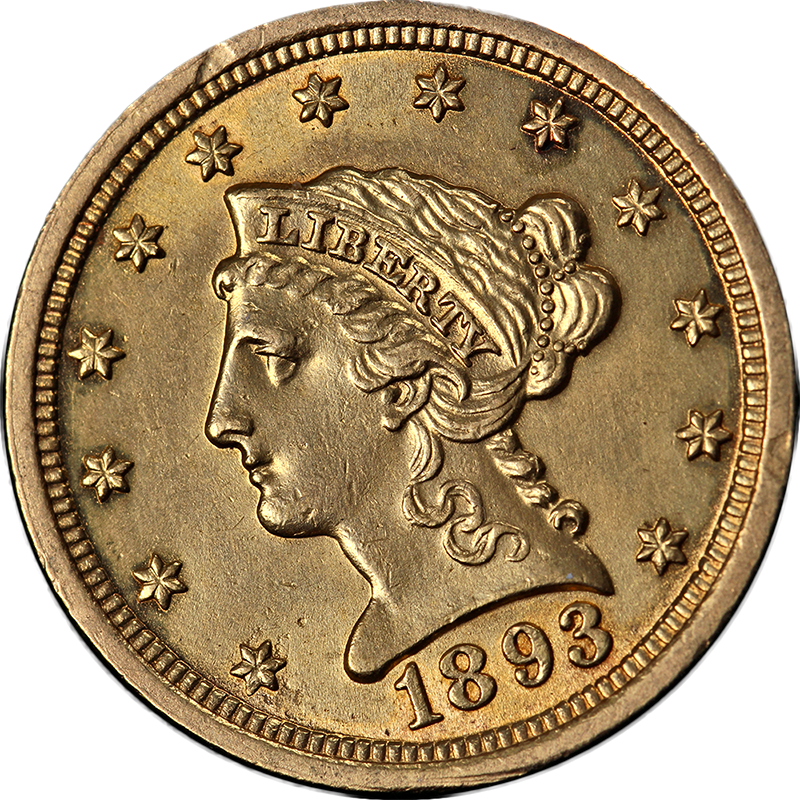 1893 Liberty Gold 2.50 Choice BU Details Decent Eye Appeal Strong