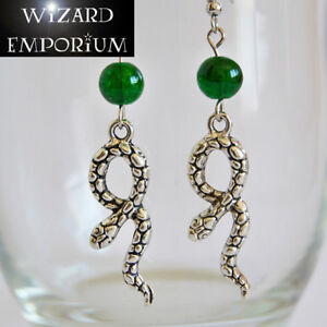 Slytherin Earrings Hogwarts Snake Green Bead Drop Hooks Harry Potter Jewelry Ebay