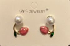 Fashion Tulip Flower Pearl Earrings Ear Stud Wedding Party Jewelry Women Gift