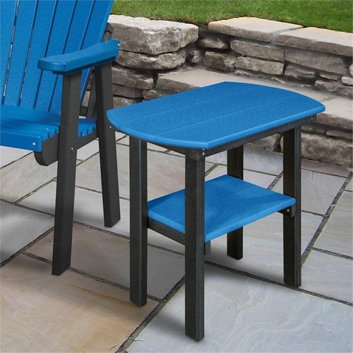 OS Home and Office Furniture 16" Oval Resin End Table in Blue and Black - Picture 2 of 3
