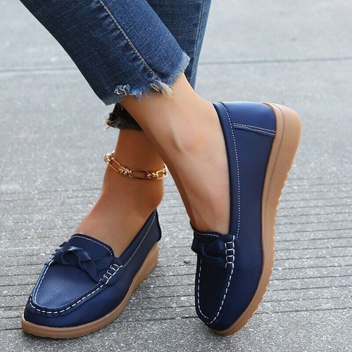 Mocasines cómodos mocasines informales de verano talla grande sin cordones para mujer - Imagen 8 de 29