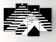 The Canvas Made 4 Set Black White Pyramid 3D Wall Art Decor Modern
