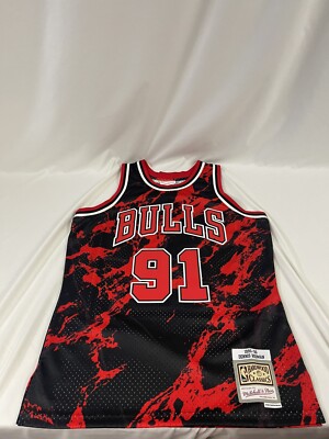 1997-98 Dennis Rodman #91 Bulls Mitchell & Ness Marble Stitched