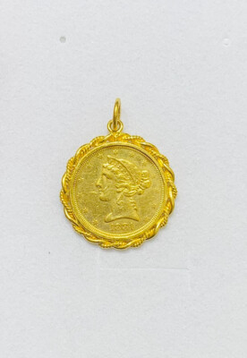 23k Solid Yellow Gold Case 21k Coin 1881 United States Of American ...