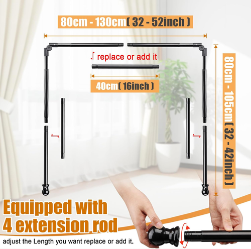 U Shape Heavy Duty Curved Curtain Rods adjust to fit most size for 3 Bay Windows - Picture 12 of 12