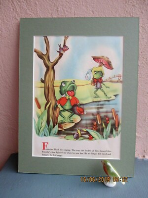 vintage illustration of Freddie Frog  singing to Francine by Margaret Sable 1945