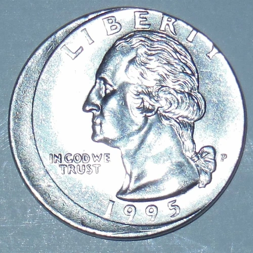 1995 P US Washington Quarter Off Center Error 9-10% High Grade Very Nice Luster