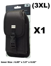 (3XL) CELL PHONE VERTICAL RUGGED POUCH WITH METAL CLIP BELT LOOP HOLSTER (6.8")