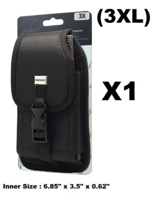 (3XL) CELL PHONE VERTICAL RUGGED POUCH WITH METAL CLIP BELT LOOP HOLSTER (6.8'')
