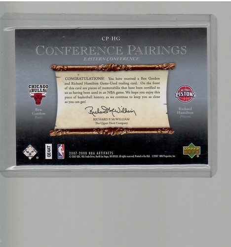 BEN GORDON RICHARD HAMILTON DUAL JERSEY 96/150 2007 08 UD ARTIFACTS BASKETBALL - Picture 2 of 2