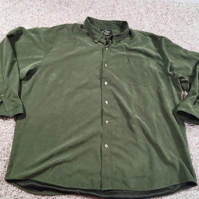 RedHead Shirt Mens 2XL Dark Green 100% Polyester Soft Button Up Outdoors