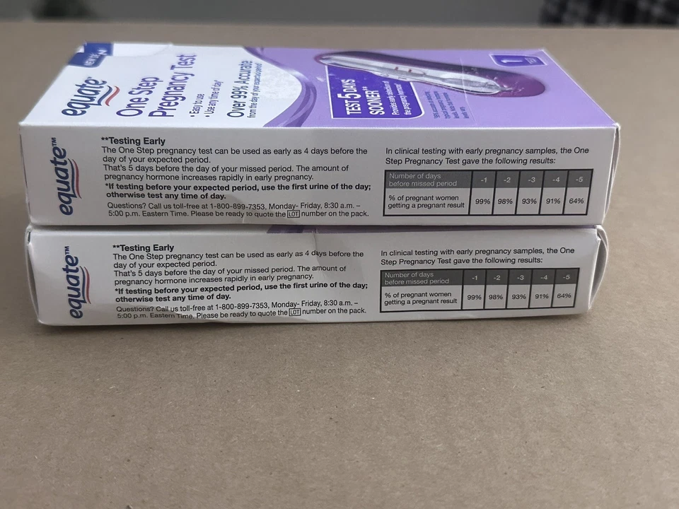 Lote de 2 pruebas de embarazo Equate One Step caducan 26/06 Foto 3 de 4
