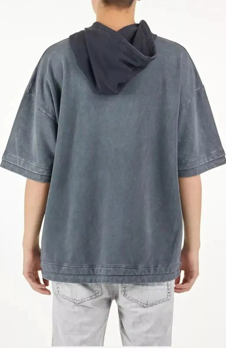 nANA jUDY Men's Short Sleeve Vintage Wash Crest Hoodie Color