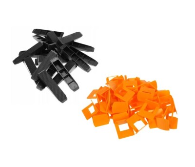 Fliesen Nivelliersystem - 440 x 1 mm Clips und 100 x Keile für Wand- / Bodenfliesen