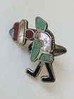 Vintage Sterling Silver Navajo Zuni Turquoise Coral Mop Kachina Ring Size 7